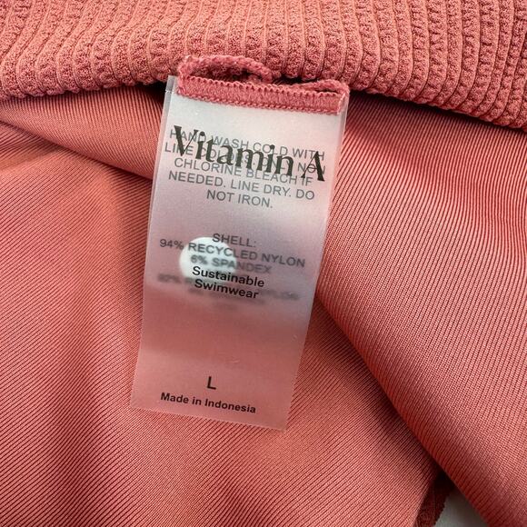 NWT Vitamin A Dusty Pink High Cut Mid Waist Cheeky Bikini Bottoms Large - Picture 4 of 5